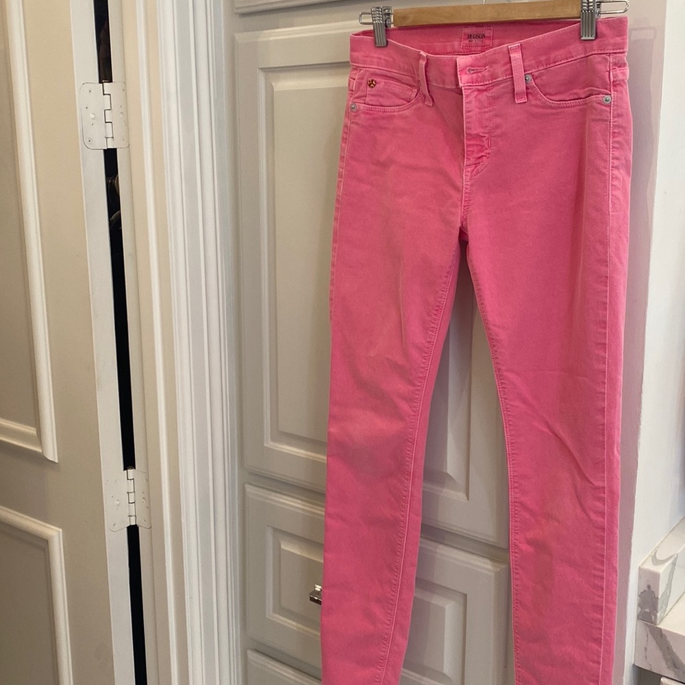 Hot pink skinny Hudson jeans